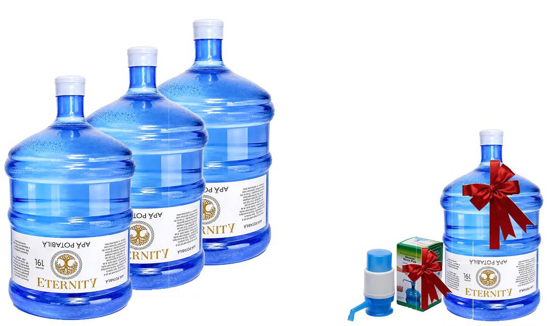 Set 3 butelii Eternity 19L plus a 4-a gratuit și pompă manuală